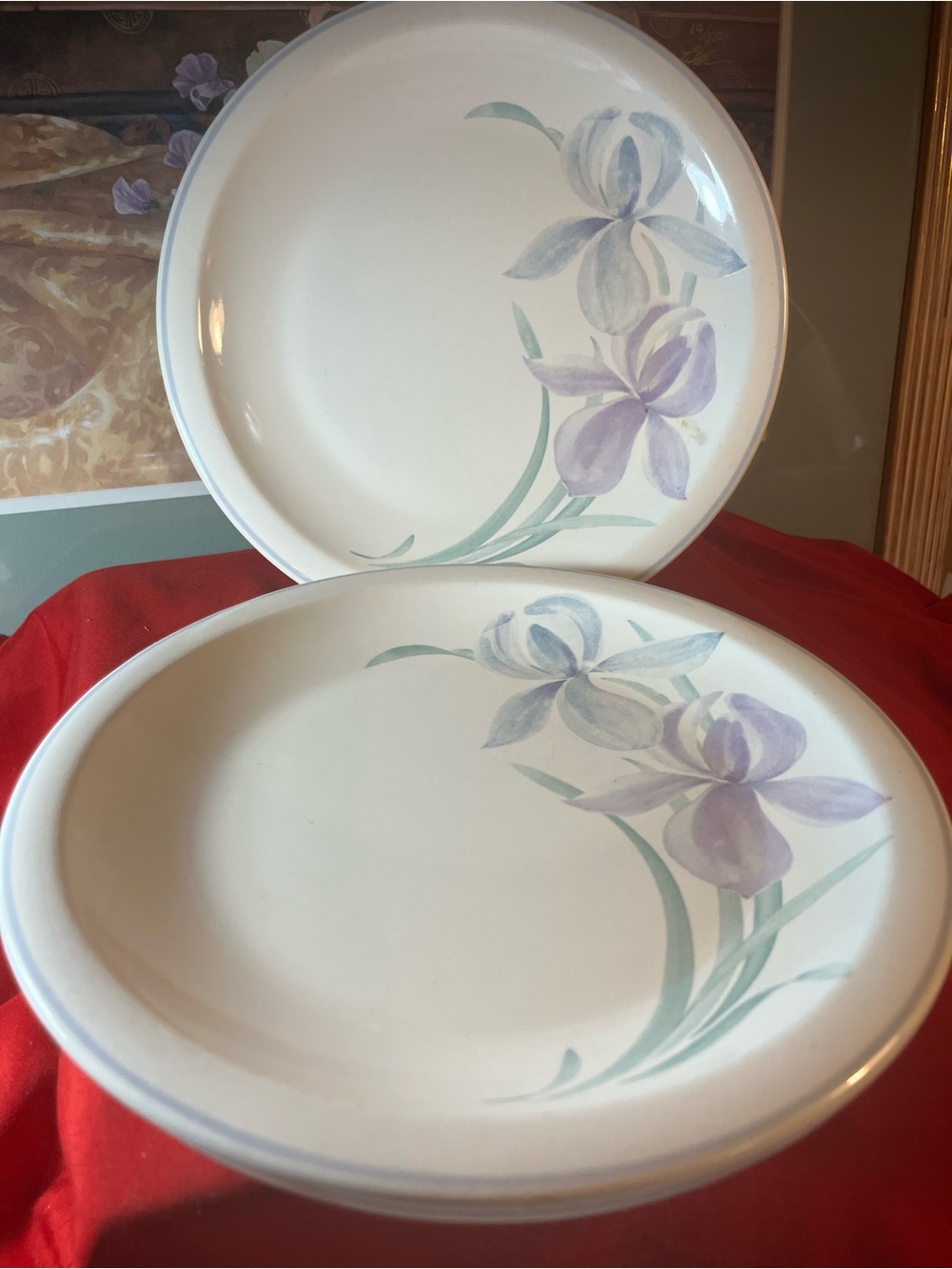 Floral Ceramic Dinner Plates - Lavender Iris Design pfaltzgraff